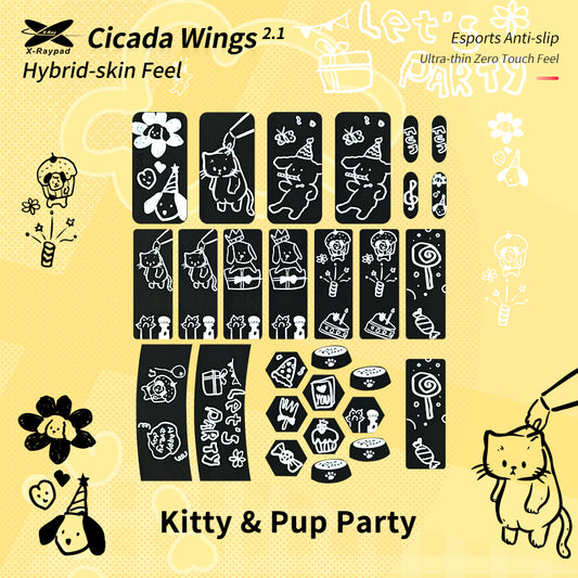 Xraypad Cicada Wings v2 Kitty & Pup Party Universal Pre-cut Tacky Mouse Grip