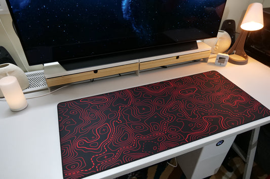 ClickyDuck Red Topographic Deskmat/Mousepad