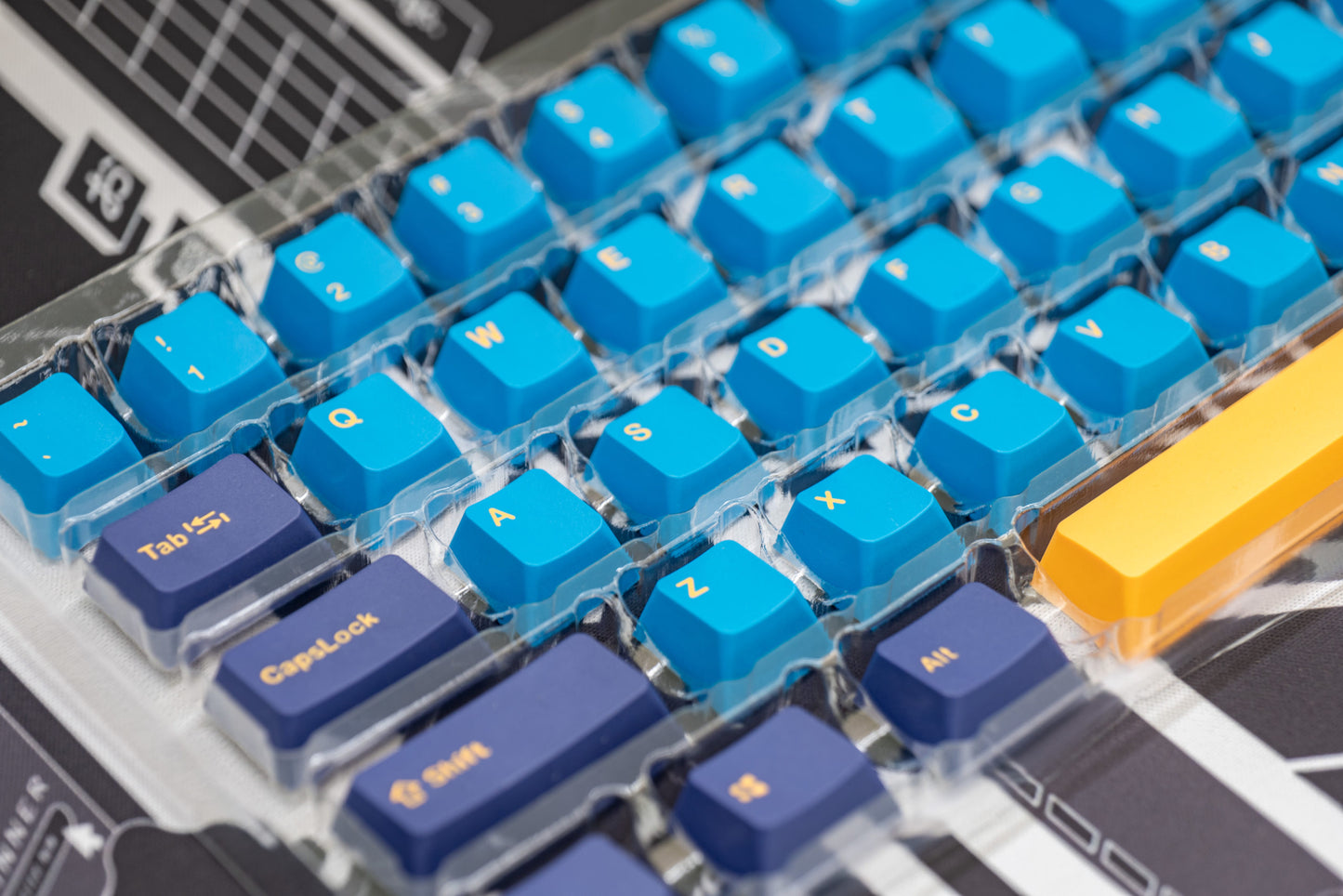 Blue Yellow Double Shot keycaps
