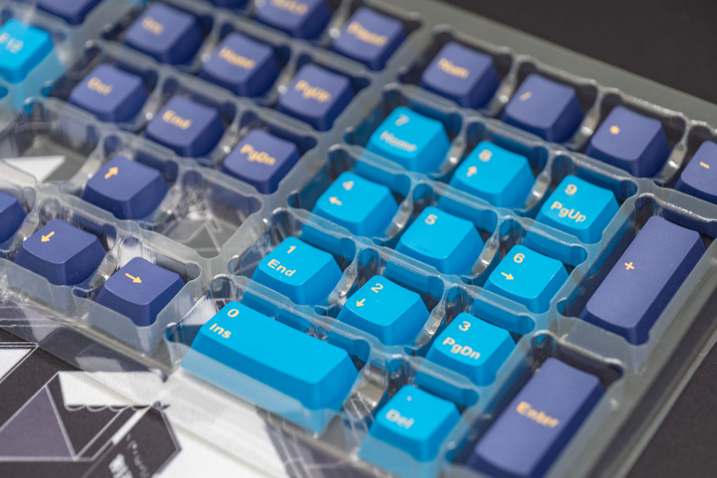 Blue Yellow Double Shot keycaps