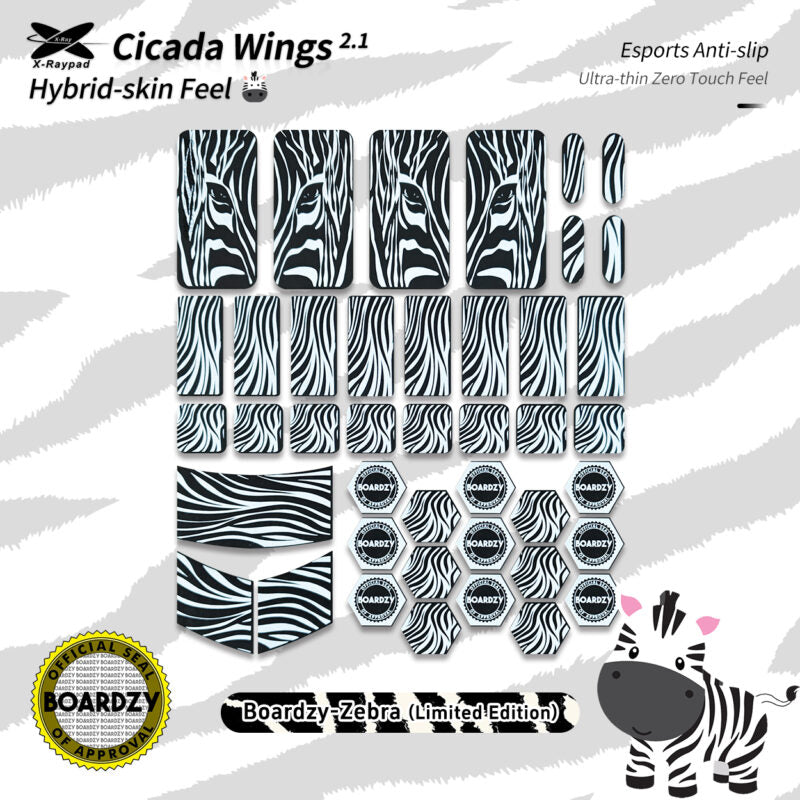 Xraypad Cicada Wings V2 Slicks Universal Pre-cut Tacky Mouse Grip -Boardzy Zebra Limited