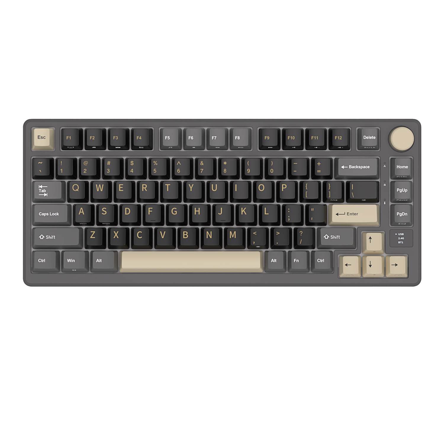 Royal Kludge M75 (RKM75) Phantom without RGB, black, grey and off-white color scheme. 