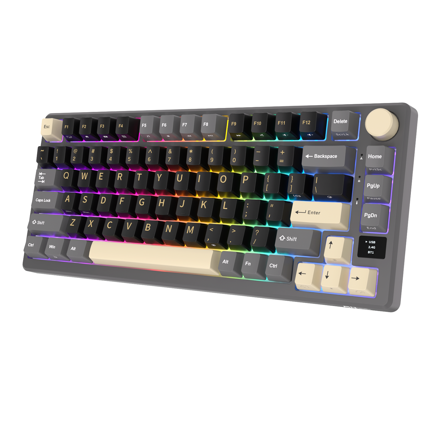 Royal Kludge M75 Triple Mode (RKM75) Phantom  with RGB, from the side