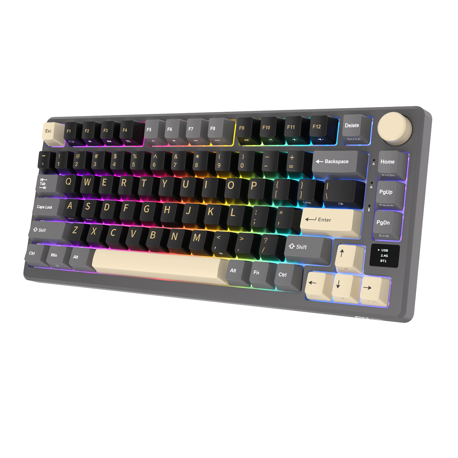 Royal Kludge M75 Triple Mode (RKM75) Phantom  with RGB, from the side