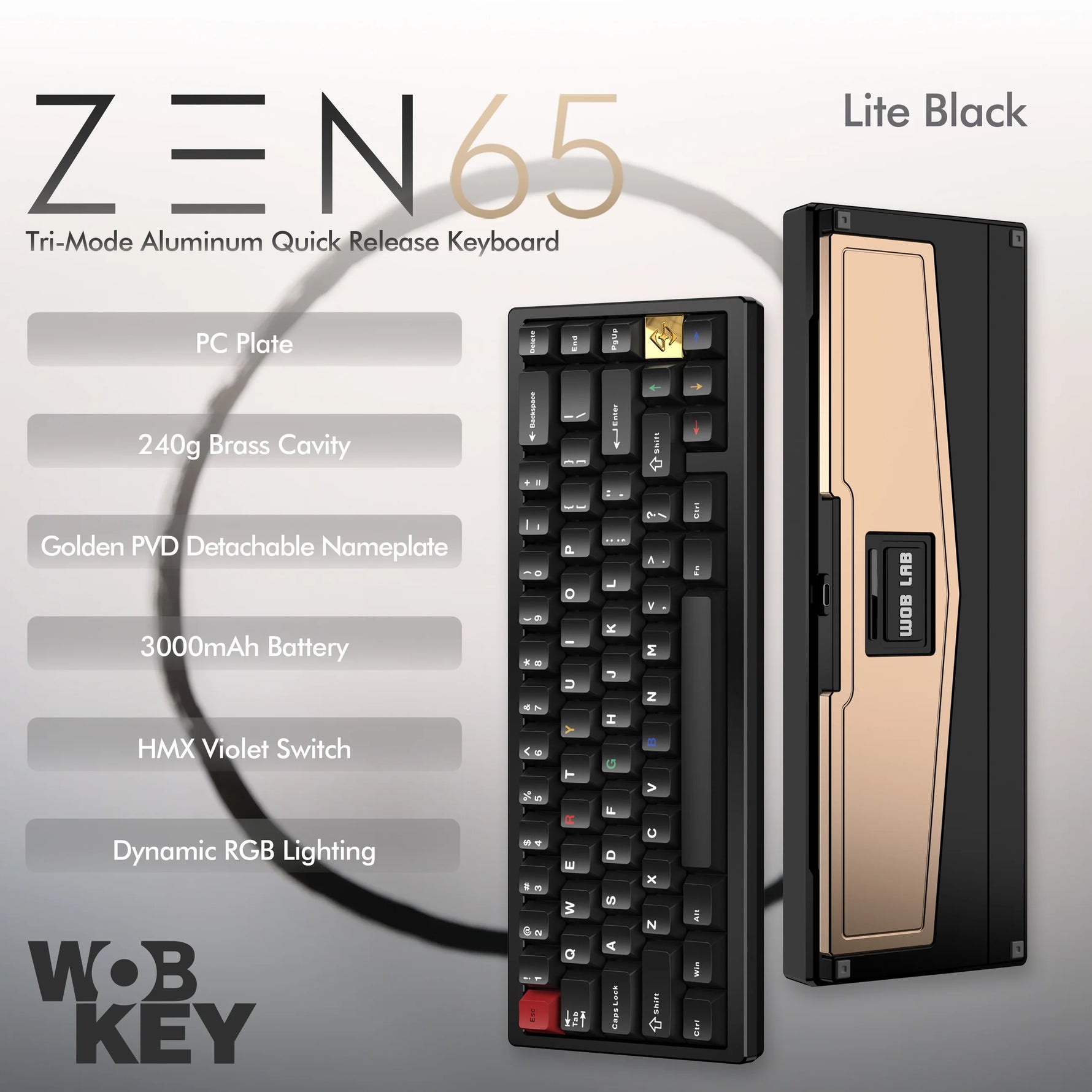 WOBKEY Zen 65 Quick Release Tri-Mode Mechanical Keyboard