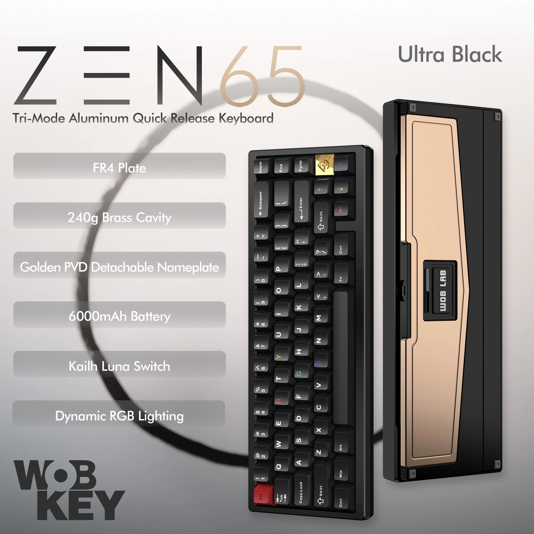 WOBKEY Zen 65 Quick Release Tri-Mode Mechanical Keyboard