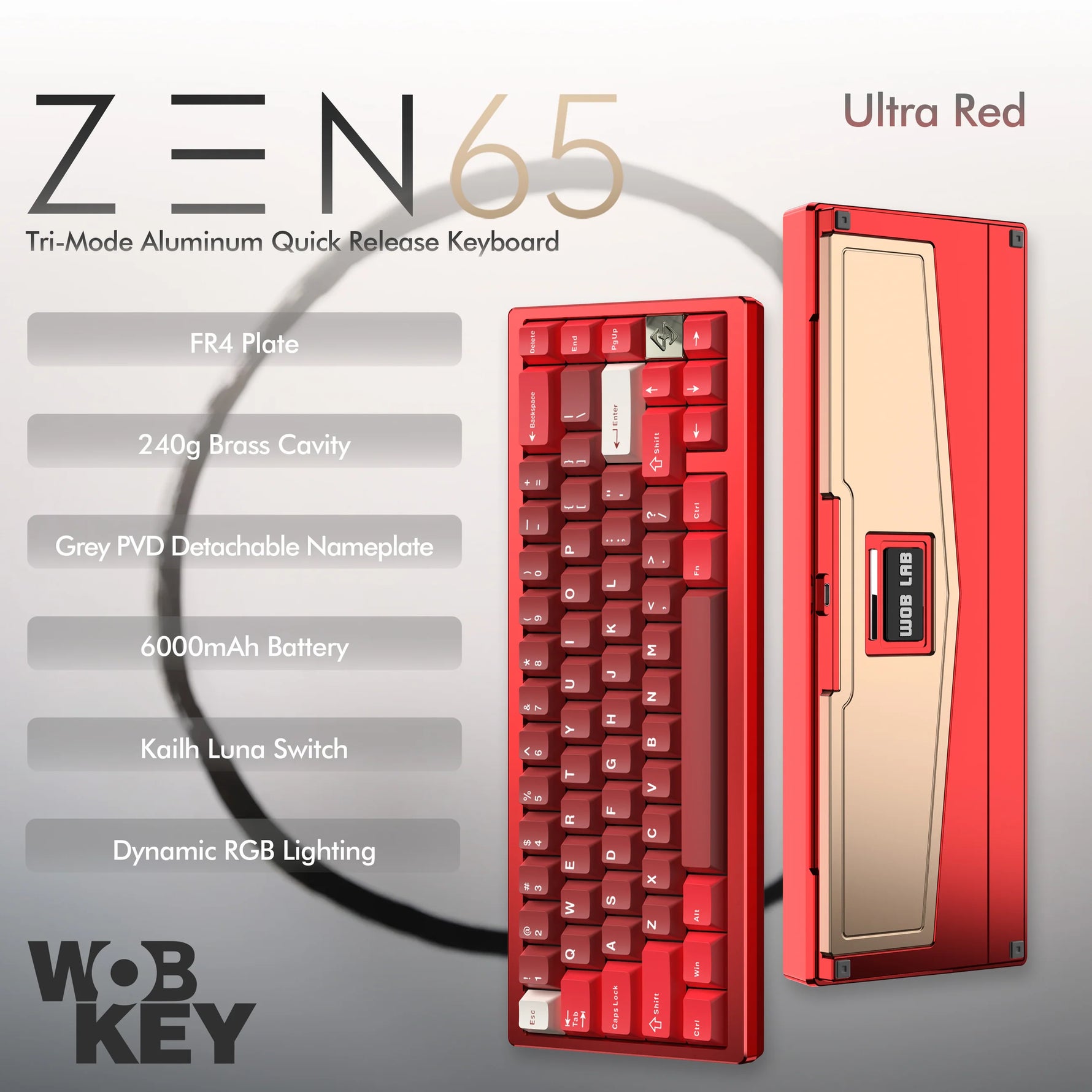 WOBKEY Zen 65 Quick Release Tri-Mode Mechanical Keyboard