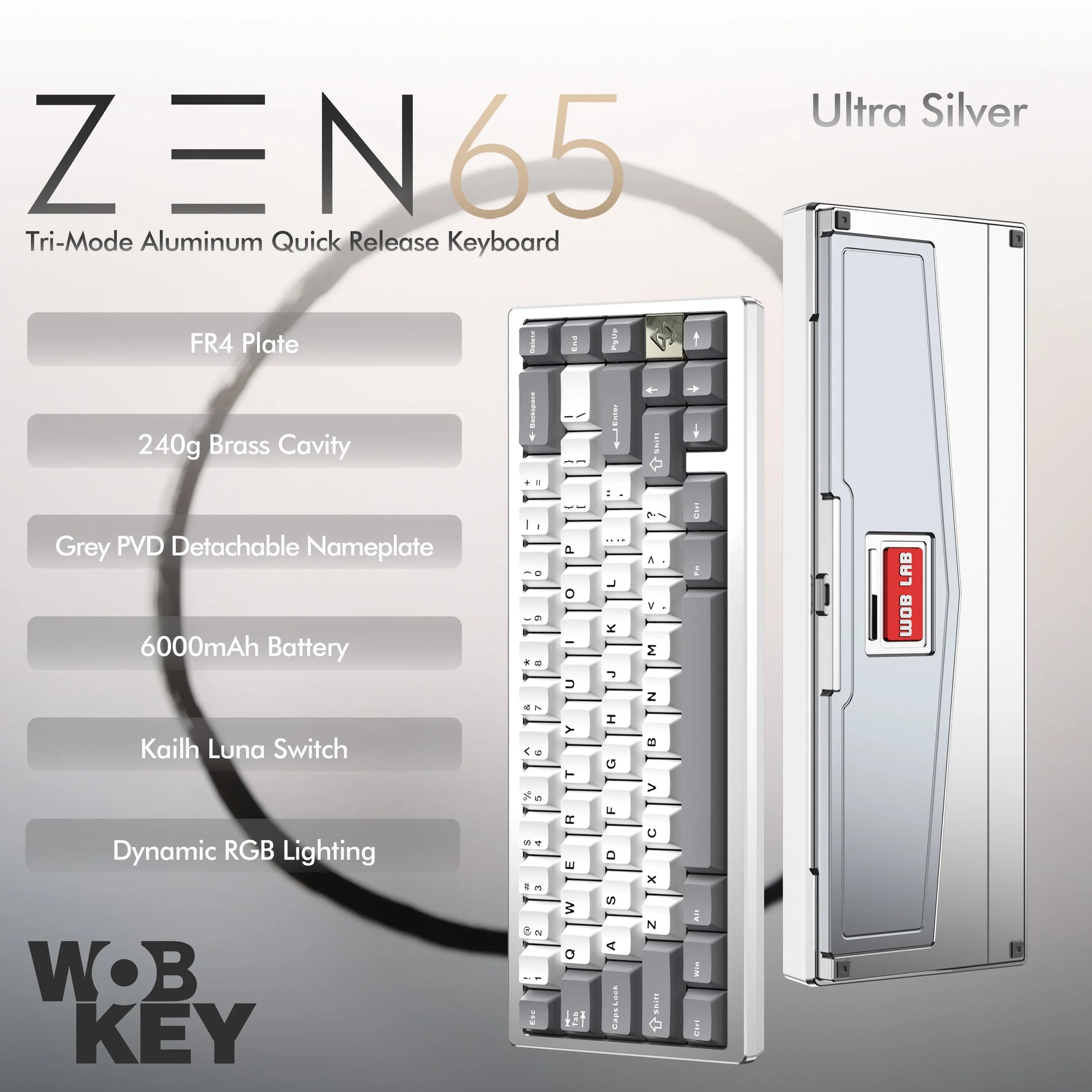 WOBKEY Zen 65 Quick Release Tri-Mode Mechanical Keyboard