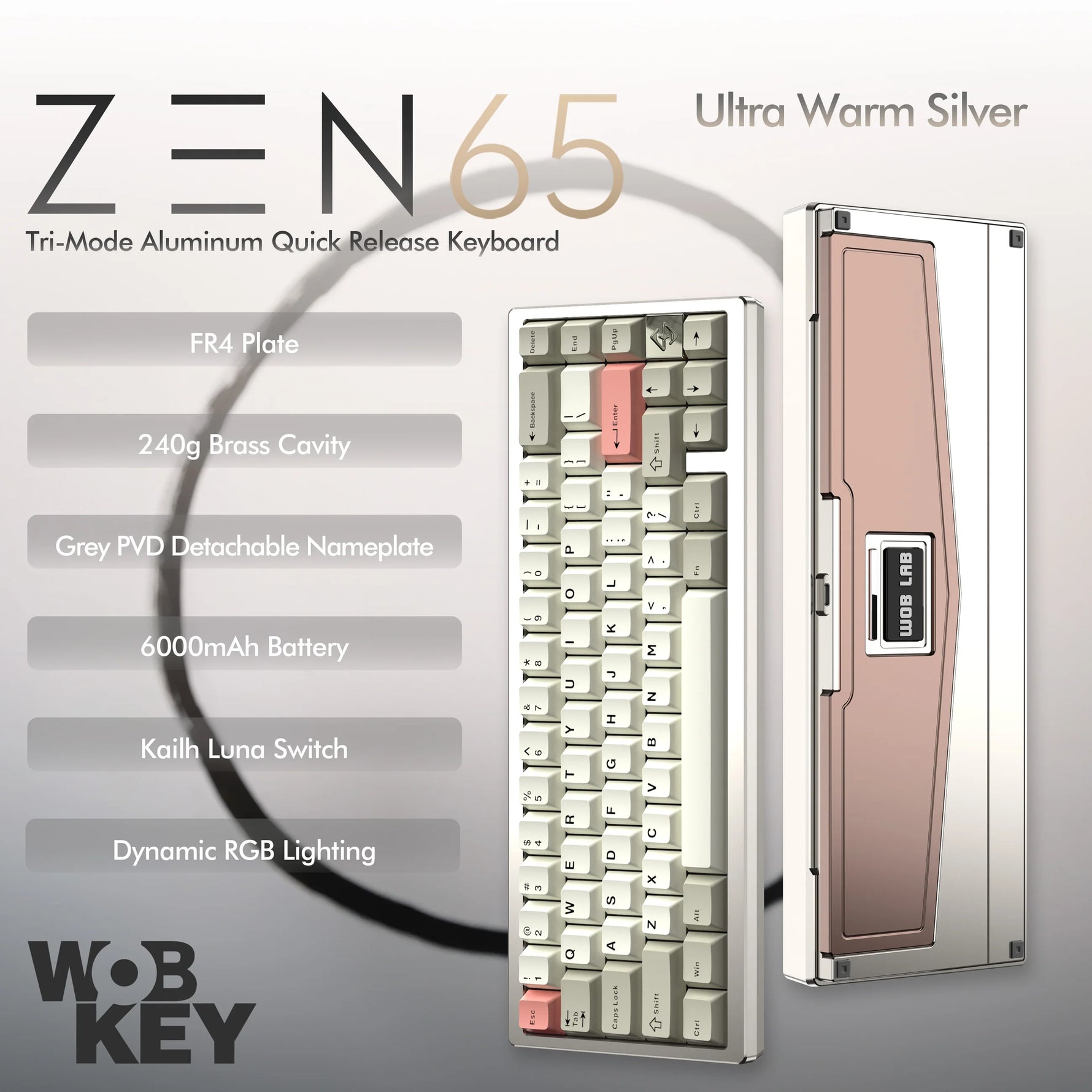 WOBKEY Zen 65 Quick Release Tri-Mode Mechanical Keyboard