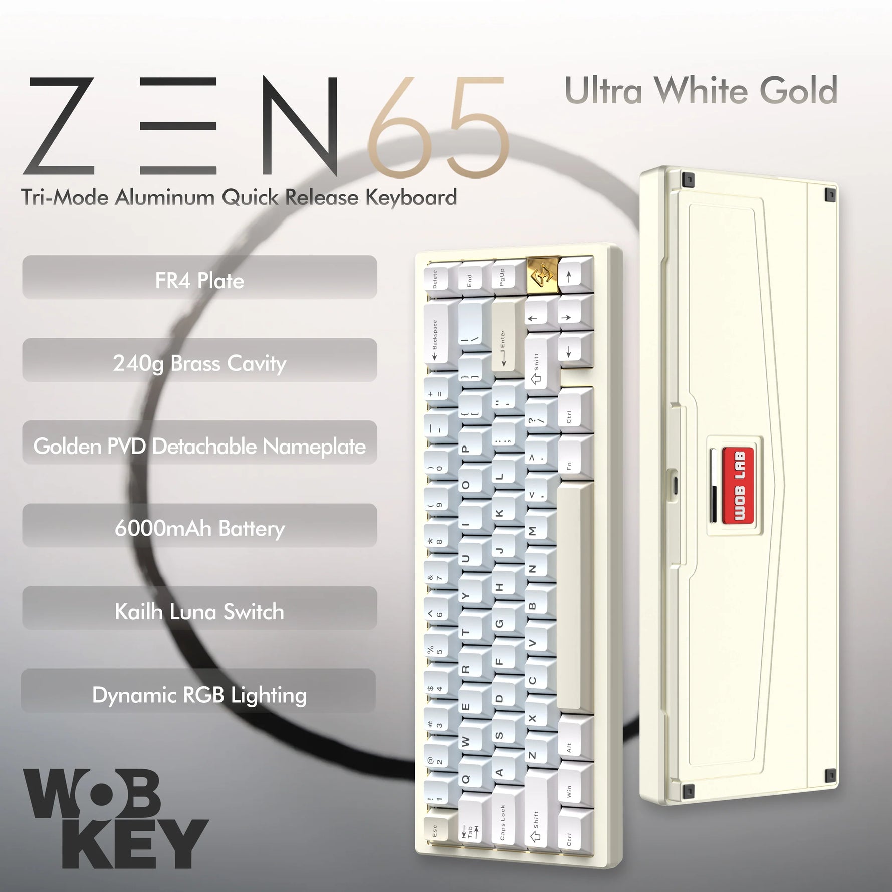 WOBKEY Zen 65 Quick Release Tri-Mode Mechanical Keyboard