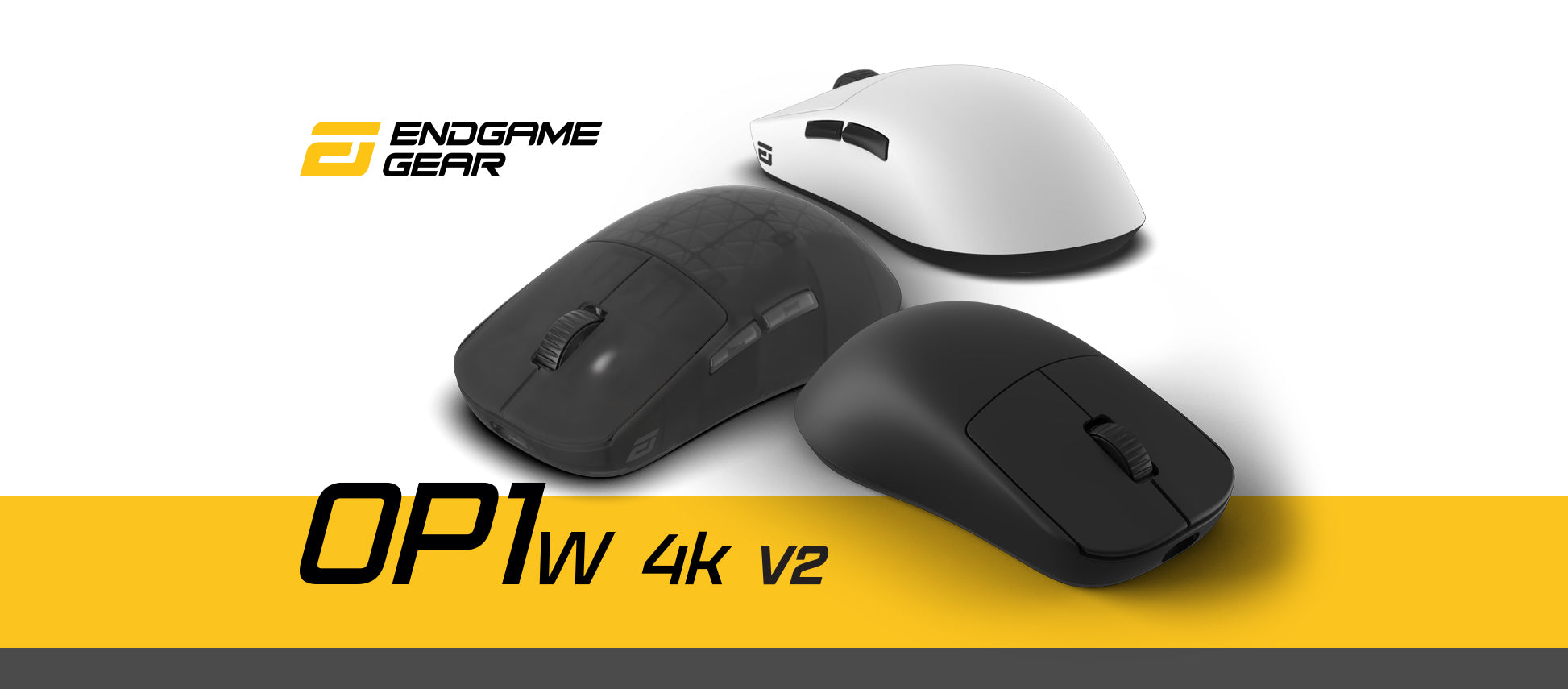 Three computer mice with 'Endgame Gear' branding on a white background